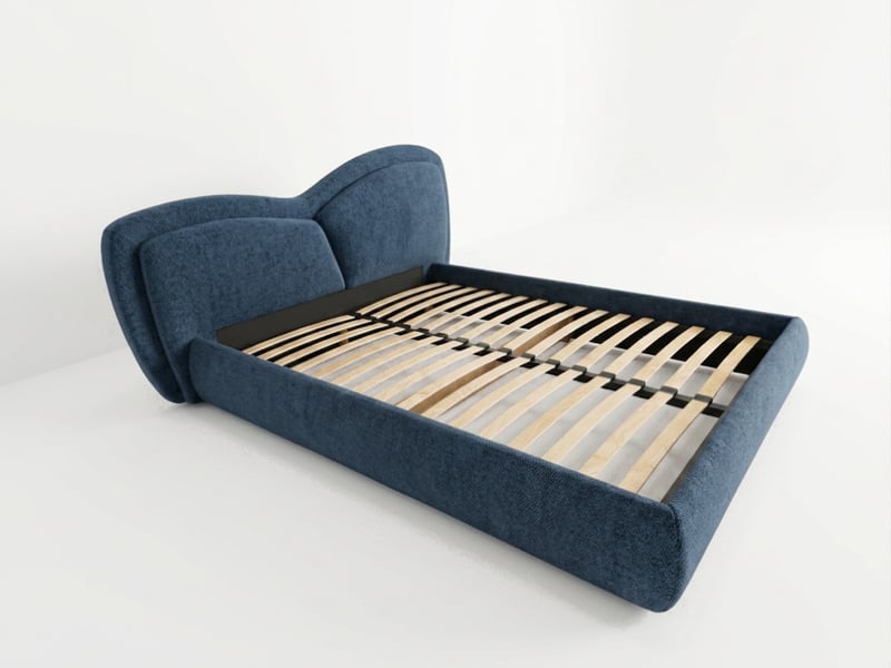 Bobochic lit bas daniela tissu texturé bleu 160x200 DANIELA - Conforama B