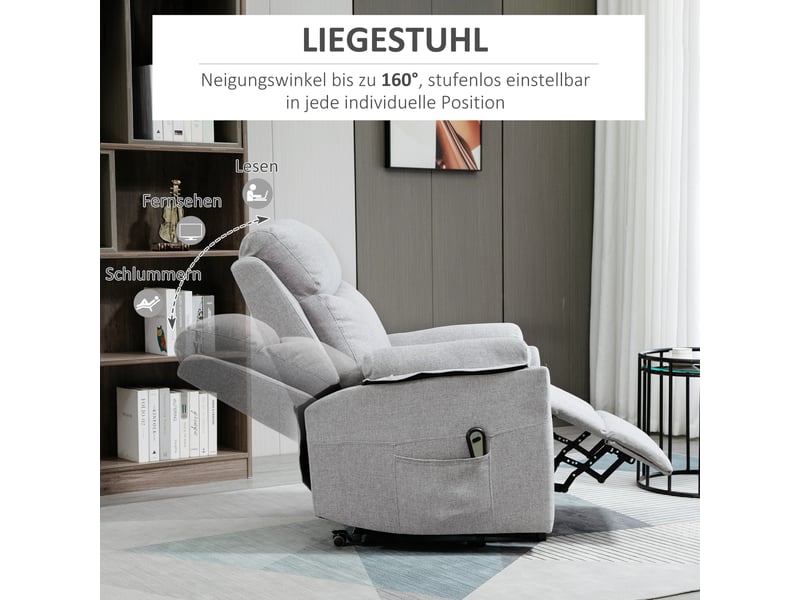  Fauteuil releveur électrique gris, 1 moteur, dossier inclinable à 160°, avec repose-pieds pour salon  - Conforama D