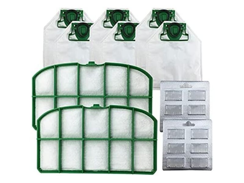  Lot de 6 sacs à poussière + 2 filtres hepa + 2 blocs de parfum pour aspirateur vk200 (couleur: vert)  - Conforama A