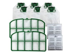 Lot de 6 sacs à poussière + 2 filtres hepa + 2 blocs de parfum pour aspirateur vk200 (couleur: vert)