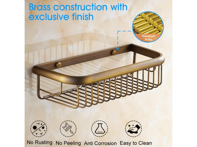  30cm,panier de douche rangement mural pour salle de bain, en laiton  - Conforama C