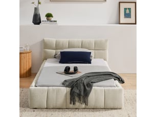 Lit simple 90x200 cm <strong>VIVRYN</strong>  <strong></strong> coloris beige
