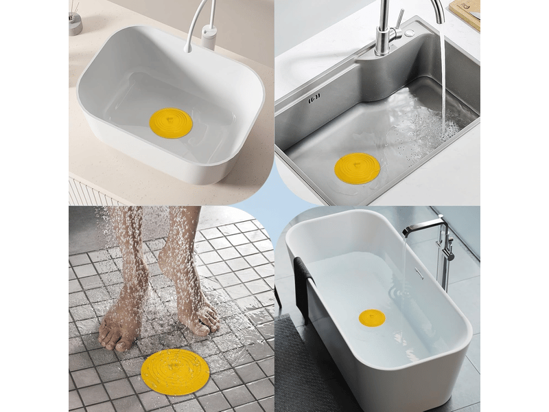  Grand bouchon de vidange jaune en silicone — adapté aux douches, baignoires et éviers — 1 pièce  - Conforama E