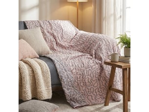Plaid réversible en coton matelassé 190x135 double - rose