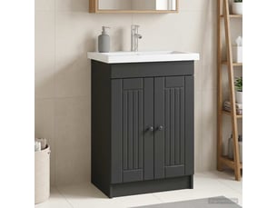 Armoire sous évier de salle de bain, meuble de rangement noir 56x37.5x81 cm shl1779