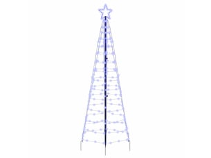 Arbre de noël, sapin de noël led avec piquets au sol bleu 250 cm fer