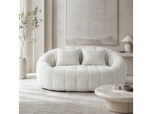 Canapé pouf modenvie 2 places en chenille beige 150 x 95 x 63 cm