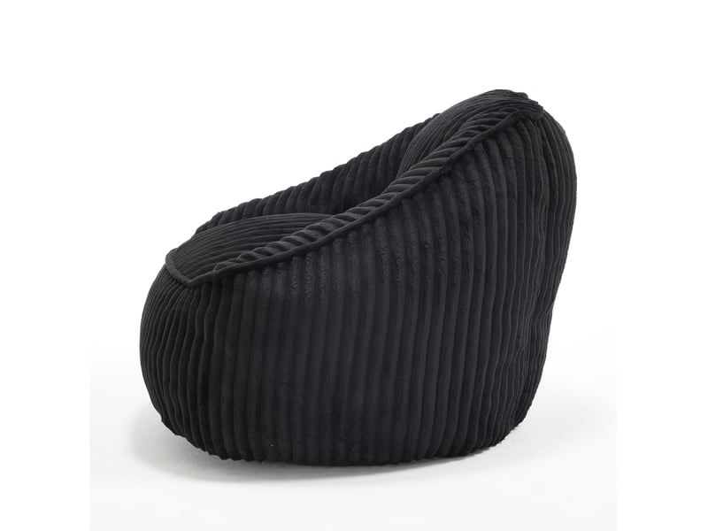  Fauteuil poire en velours côtelé noir avec mousse à mémoire de forme, confort enveloppant au quotidien  - Conforama D