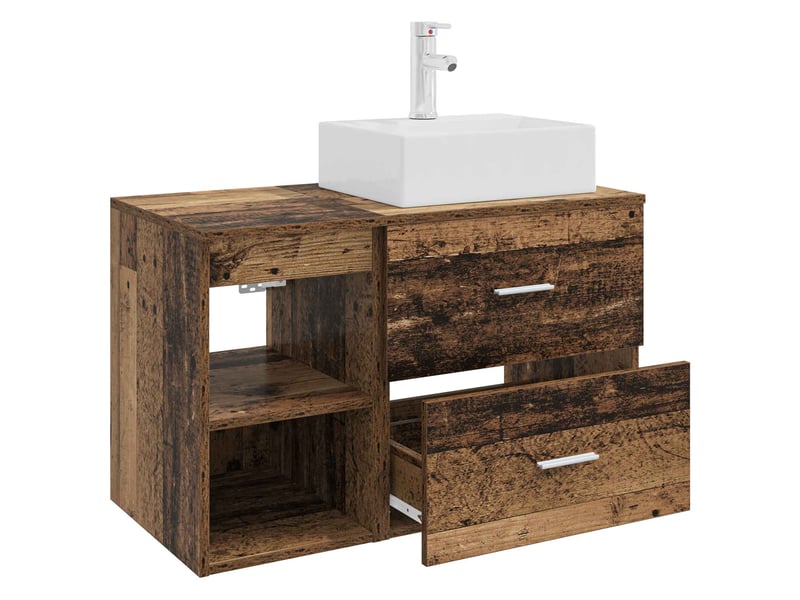  Ensemble de mobilier de salle de bain 2 pcs bois ancien shl7323  - Conforama D