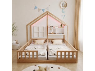Lit jeune cadre à lattes 2x90x200 cm EVRYAE   32 latte(s) vendu avec sommier,sans matelas