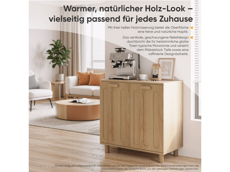  Meuble à linge basculant avec 2 paniers amovibles mdf coloris chêne 66 x 35 x 67 cm W3180P455957 - Conforama E