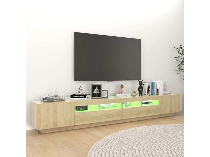  Meuble tv - banc tv - meuble de rangement avec lumières led chêne sonoma 260x35x40 cm  - Conforama E