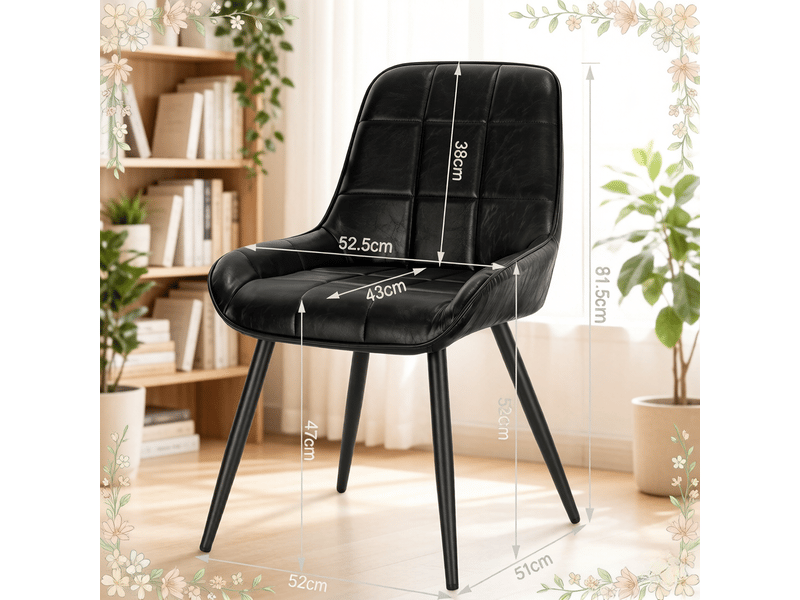  Chaise de salle à manger lot de 4 à dossier incurvé  - assise rembourrée, simili cuir noir  - Conforama D