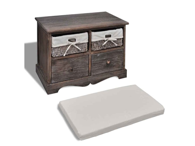  Banc chambre, banc de rangement marron 62x33x42 cm bois de paulownia  - Conforama C