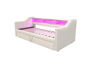 Lit gigogne 90x190 cm coloris beige