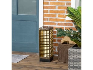Lampe solaire led en rotin, étanche, avec capteur crépusculaire, 15,5 x 15,5 x 46 cm, jardin et terrasse