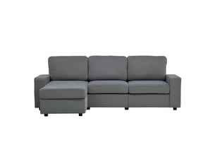 Canapé d'angle réversible fixe SOGEU 4 places Tissu blanc avec coffre de rangement