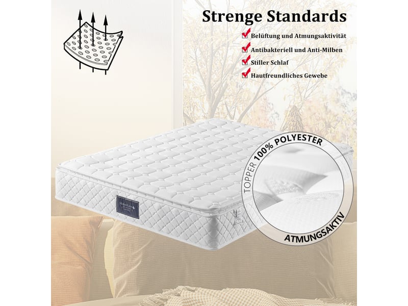  Matelas à ressorts ensachés blanc en polyester 160 x 200 cm  - Conforama E