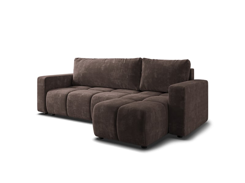 Canapé d'angle ramil, tissu chenille marron - Conforama A