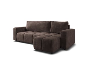 Canapé d'angle réversible convertible MASSENO 3 places Tissu marron avec coffre de rangement