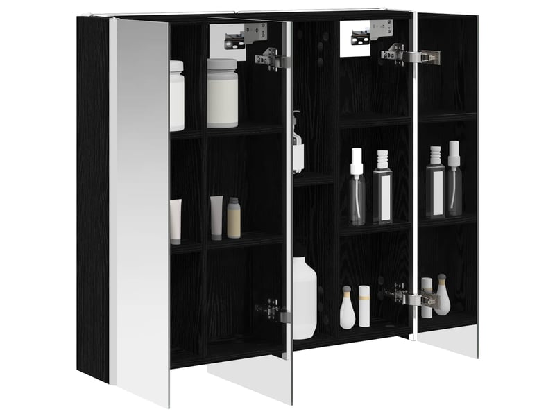 Armoire miroir salle de bain, meuble de rangement chêne noir 73.5x15.5x70 cm - Conforama C