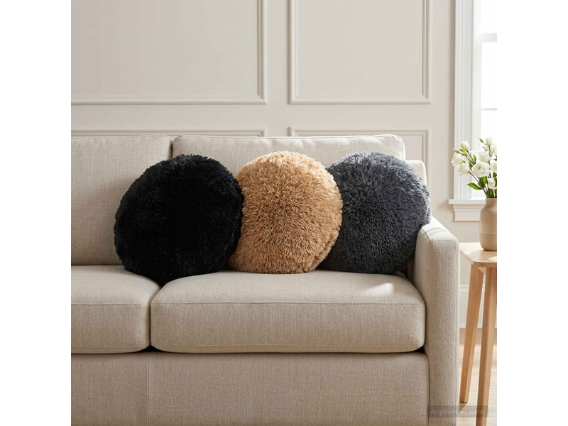 Lot de 6 coussins avec oreiller, coussins décoratifs heerlen taupe fleece pv cf50908  - Conforama B