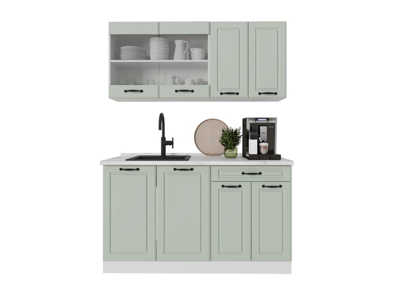Vicco cuisine, mint campagneblanc, 140cm plan de travail marbre - Conforama E