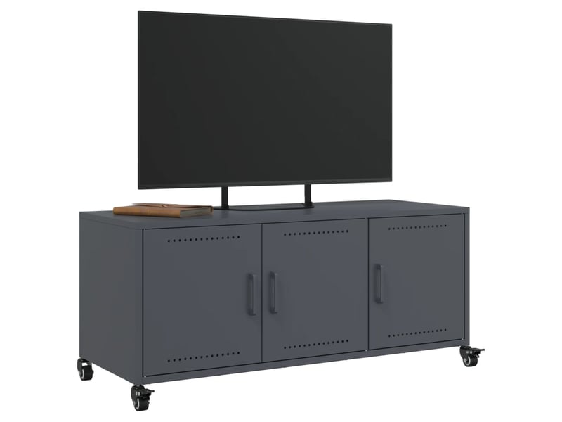  Meuble tv - banc tv - meuble de rangement anthracite 100,5x39x43,5 cm acier  - Conforama E