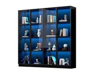 Vitrine coloris noir 4 étagère(s) OKWISH  - 160 cmx160 cm
