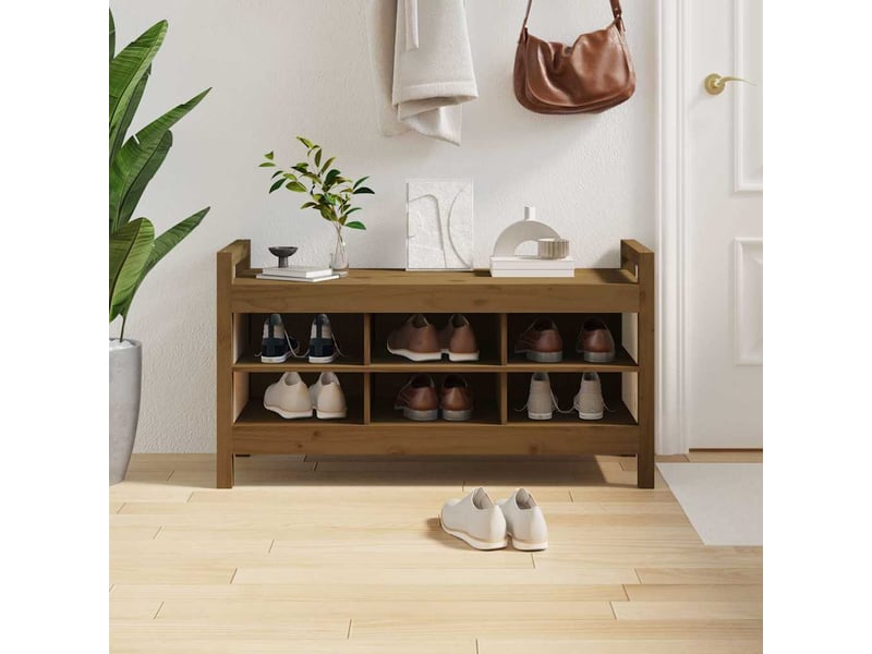  Banc d'entrée, banc interieur marron miel 110x40x60 cm bois de pin massif  - Conforama B