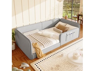 Lit simple 90x200 cm OKWISH   coloris gris