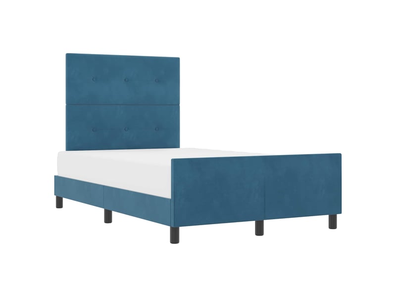 Lit double- lit adulte - lit à ressorts avec tête de lit bleu foncé 120 x 190 cm velours - Conforama A