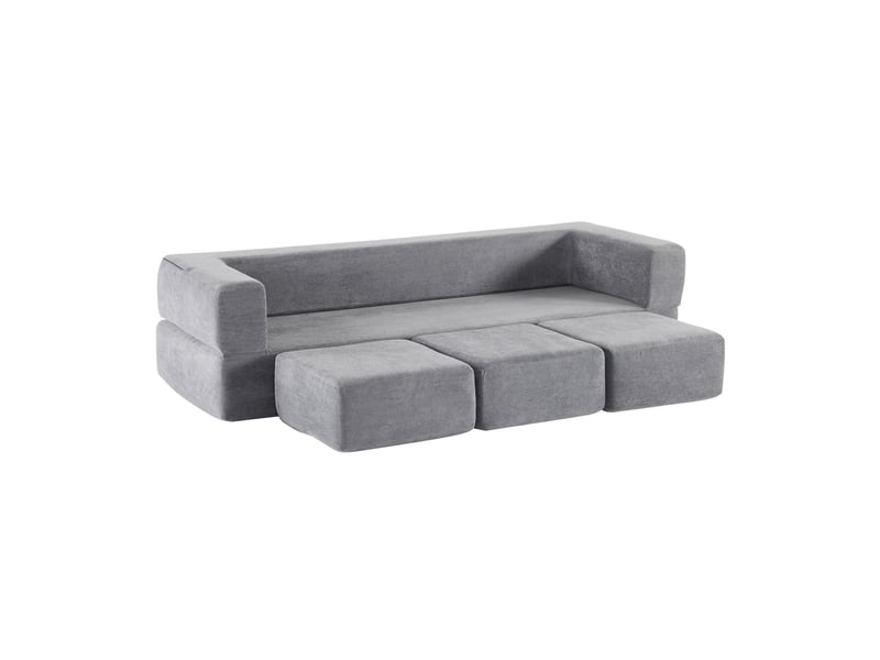  Canapé de sol convertible modenvie 3 places modulable en chenille gris 201 x 75,5 x 50 cm  - Conforama A