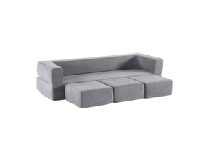 Canapé de sol convertible modenvie 3 places modulable en chenille gris 201 x 75,5 x 50 cm