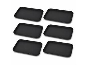 Lot de 6 plateau de service rectangulaire noir antidérapant professionnel pour repas, café et restauration-largeur 36 x longueur 46cm