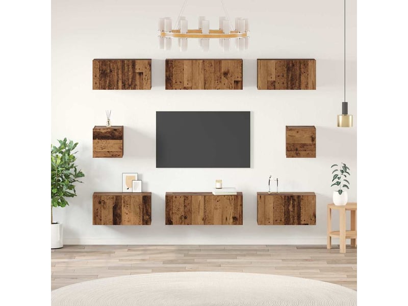  Ensemble meuble tv - banc tv - meuble de rangement 8 pcs bois ancien bois d'ingénierie  - Conforama B
