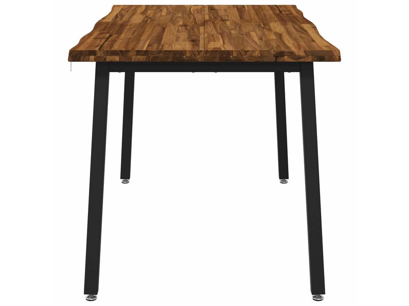  Table à manger moderne 120x90x75 cm bois d'acacia massif naturel et noir  - Conforama E