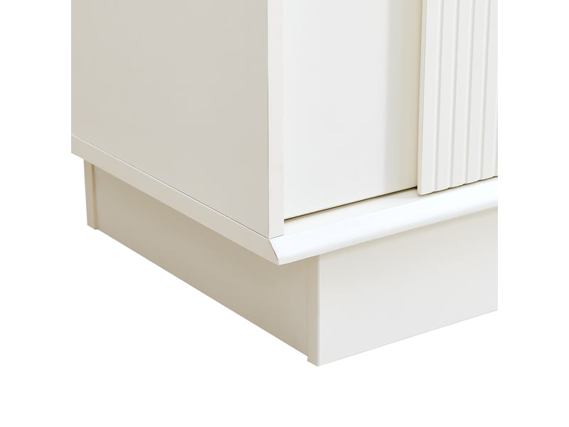  Buffet bas blanc mat à 4 portes – mdf, façades arquées, 160 x 38 x 80 cm  - Conforama E