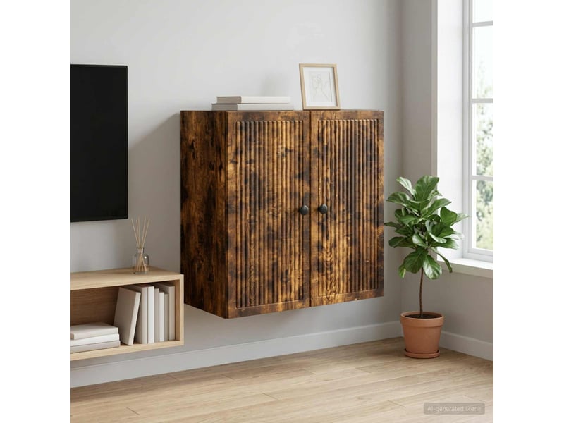  Armoire murale salon, meuble de rangement chêne fumé 59x31x60 cm bois d'ingénierie shl4186  - Conforama B