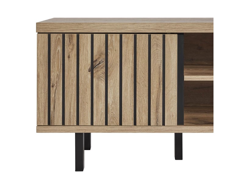  Meuble tv 2 portes 2 niches aspect bois canyon décor tasseaux - barton BARTON - Conforama D