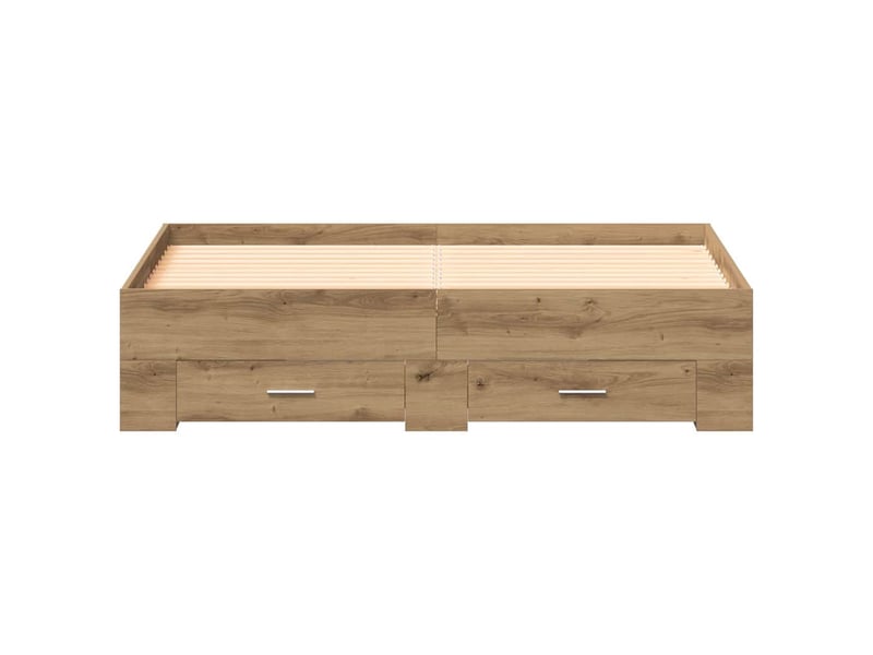 Lit double- lit adulte - cadre de lit chêne artisanal 135 x 190 cm bois d'ingénierie - Conforama D
