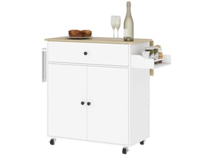 Desserte de cuisine sur roulettes, îlot central cuisine - tiroir, support à épices et porte-serviette, étagère réglable