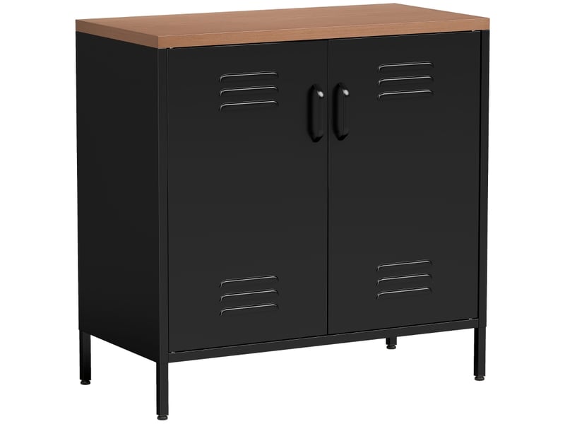 Buffet et enfilade en métal avec 2 portes et étagère réglable, style industriel pour salon, 80×40×80 cm, noir - Conforama A