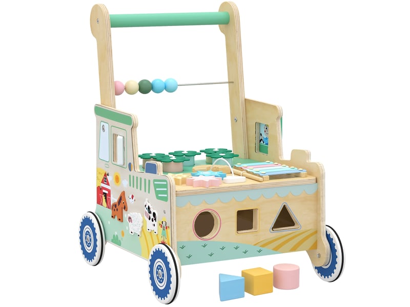  Chariot de marche en bois trotteur bébé multi-activités  - Conforama A