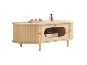 Table basse ovale coloris bois clair <strong>HAVRYA</strong> <strong></strong> - 50 cmx100 cm
