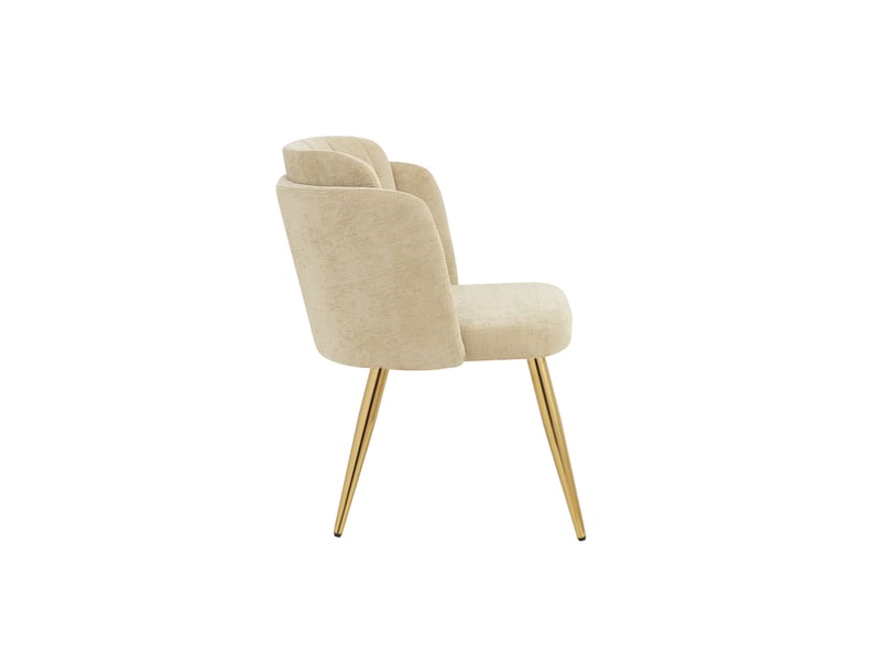 Lot de 4 chaises de salle à manger, dossier courbé, moderne, métal, polyester, couleur marron - Conforama E