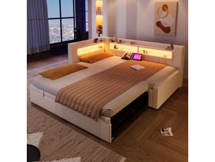 Lit banquette 90x200 cm <strong>SAPGAKS</strong> <strong></strong> coloris beige