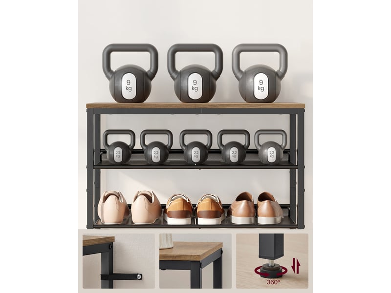  Meuble à chaussures industriel 5 niveaux en acier et chêne sonoma  - Conforama D