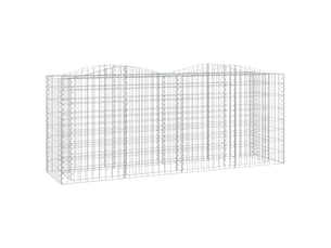 Lit surélevé à gabions arqué 200 x 50 x 100 cm fer galvanisé argent 02_0039932
