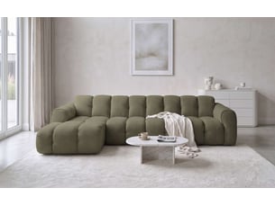Canapé d'angle gauche fixe MIUFORM Picco 7 places Tissu Vert forêt